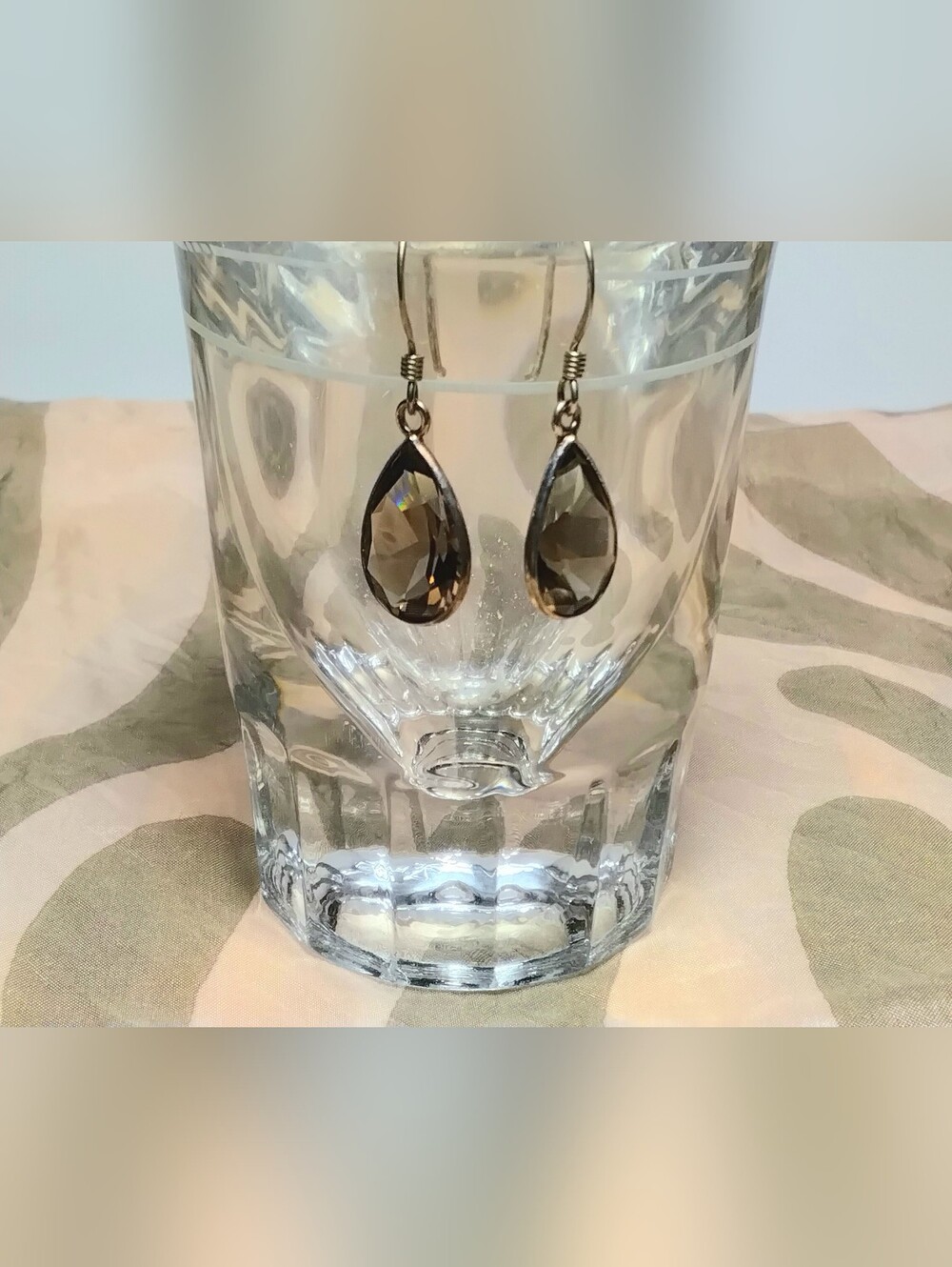 925 Silver Smoky Quartz Teardrop Earrings